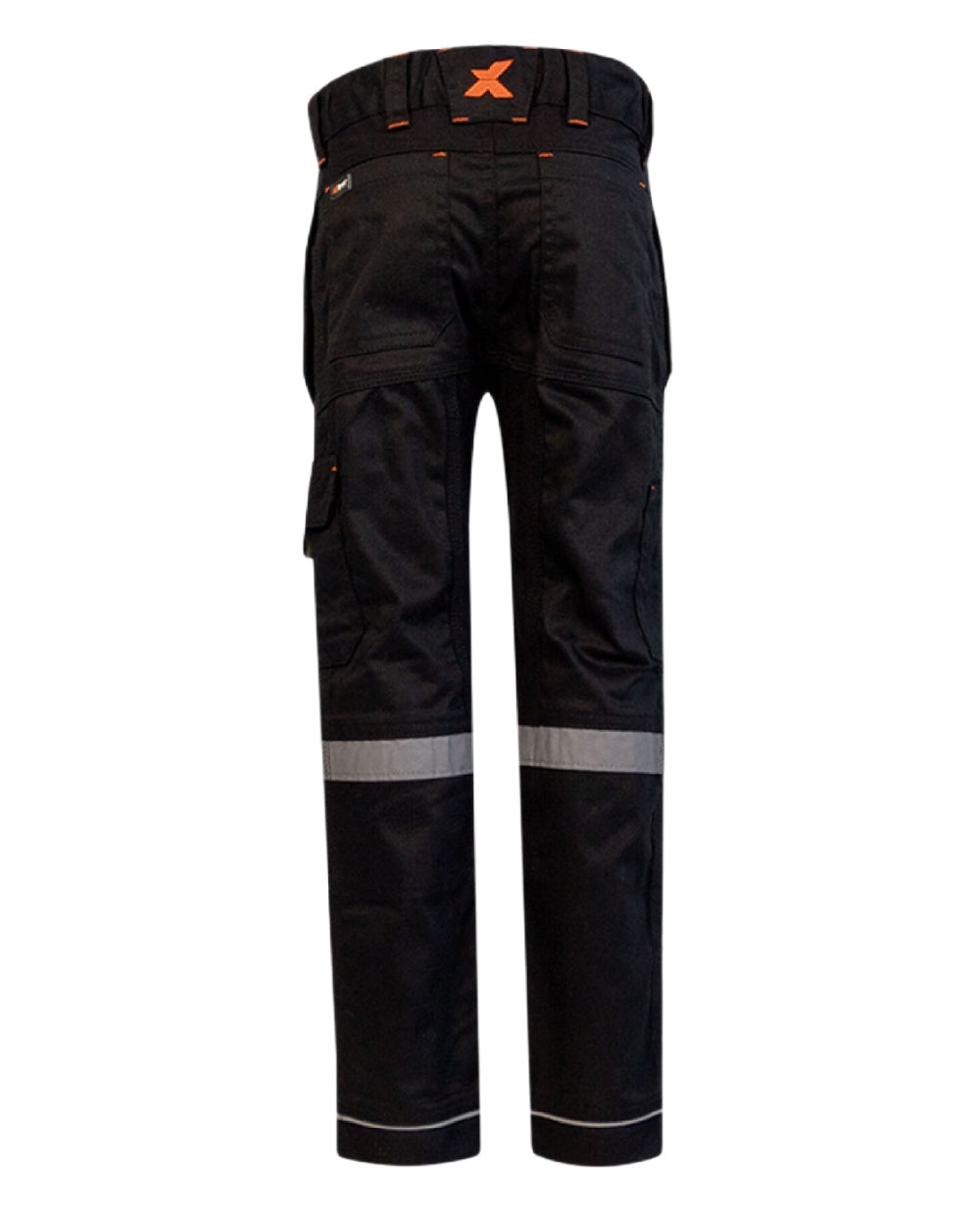 Black Coloured Xpert Children Pro Stretch Work Trousers on White Background
