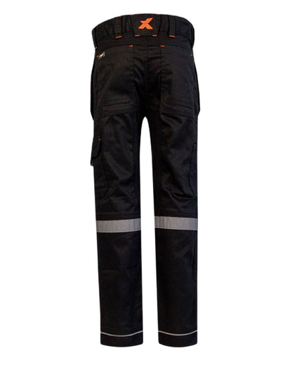 Black Coloured Xpert Children Pro Stretch Work Trousers on White Background

