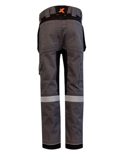 Grey Coloured Xpert Children Pro Stretch Work Trousers on White Background
