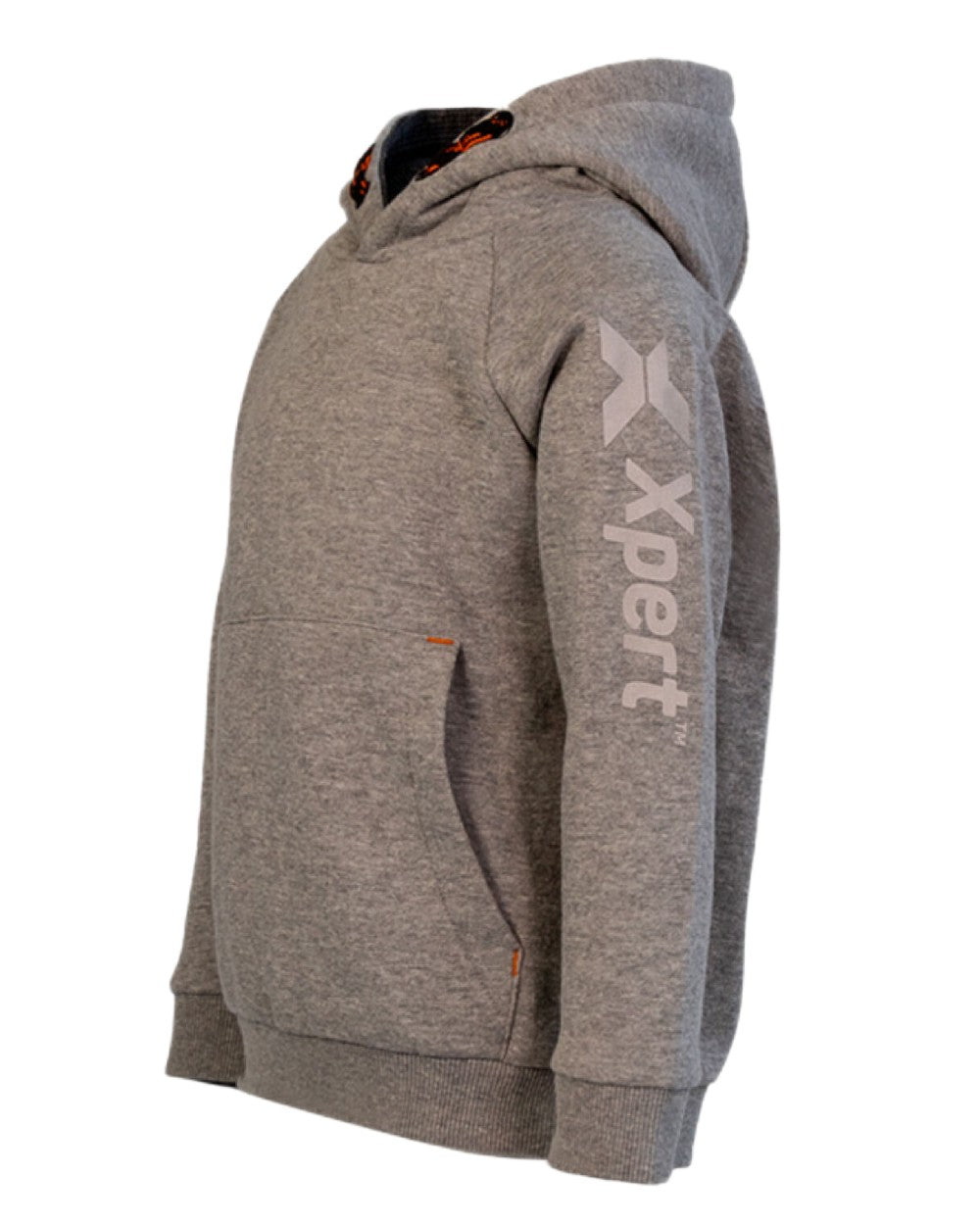 Grey Coloured Xpert Childrens Pro Pullover Hoodie on White Background
