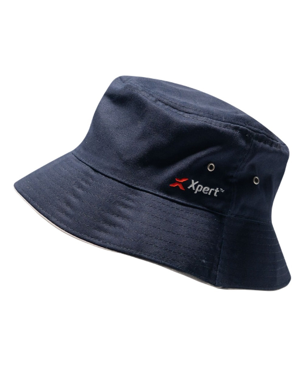 Navy Coloured Xpert Core Bucket Hat on White Background

