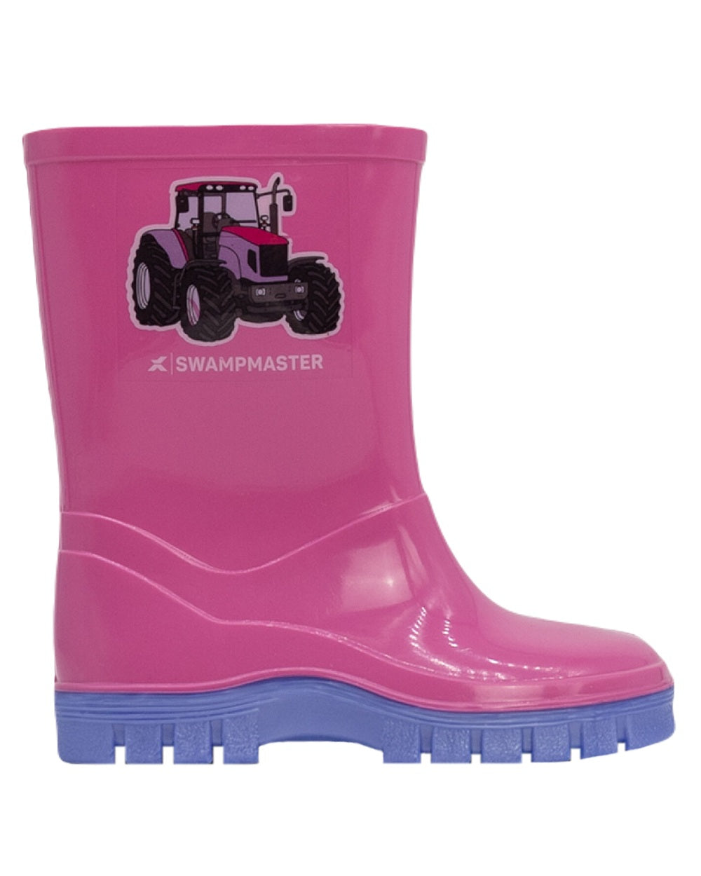 Pink Lilac Coloured Xpert Childrens Swampmaster Tractor Wellingtonss on White Background

