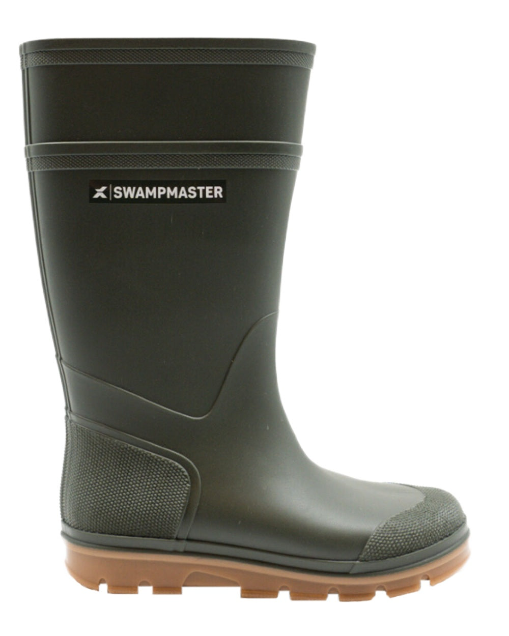 Green Coloured Xpert Kids Swampmaster Stampede Junior Wellingtons on White Background
