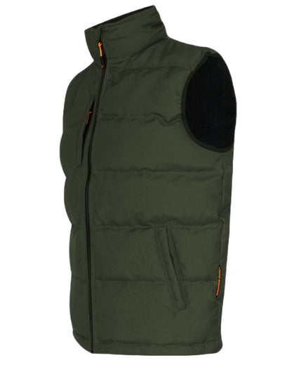 Green Coloured Xpert Mens Core Padded Work Bodywarmer on White Background
