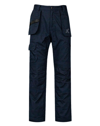 Navy Coloured Xpert Mens Core Work Trousers on White Background
