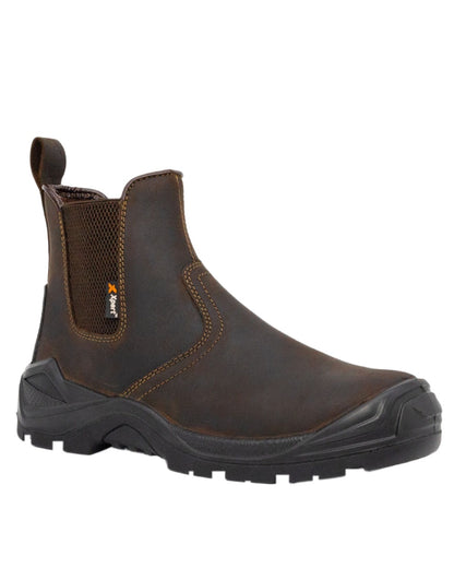 Brown Coloured Xpert Mens Defiant S3 Safety Dealer Boots on White Background
