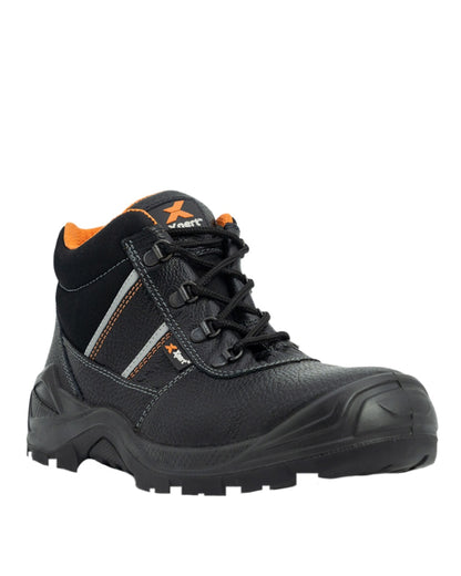 Black Coloured Xpert Mens Force S3 Safety Contract Boots on White Background
