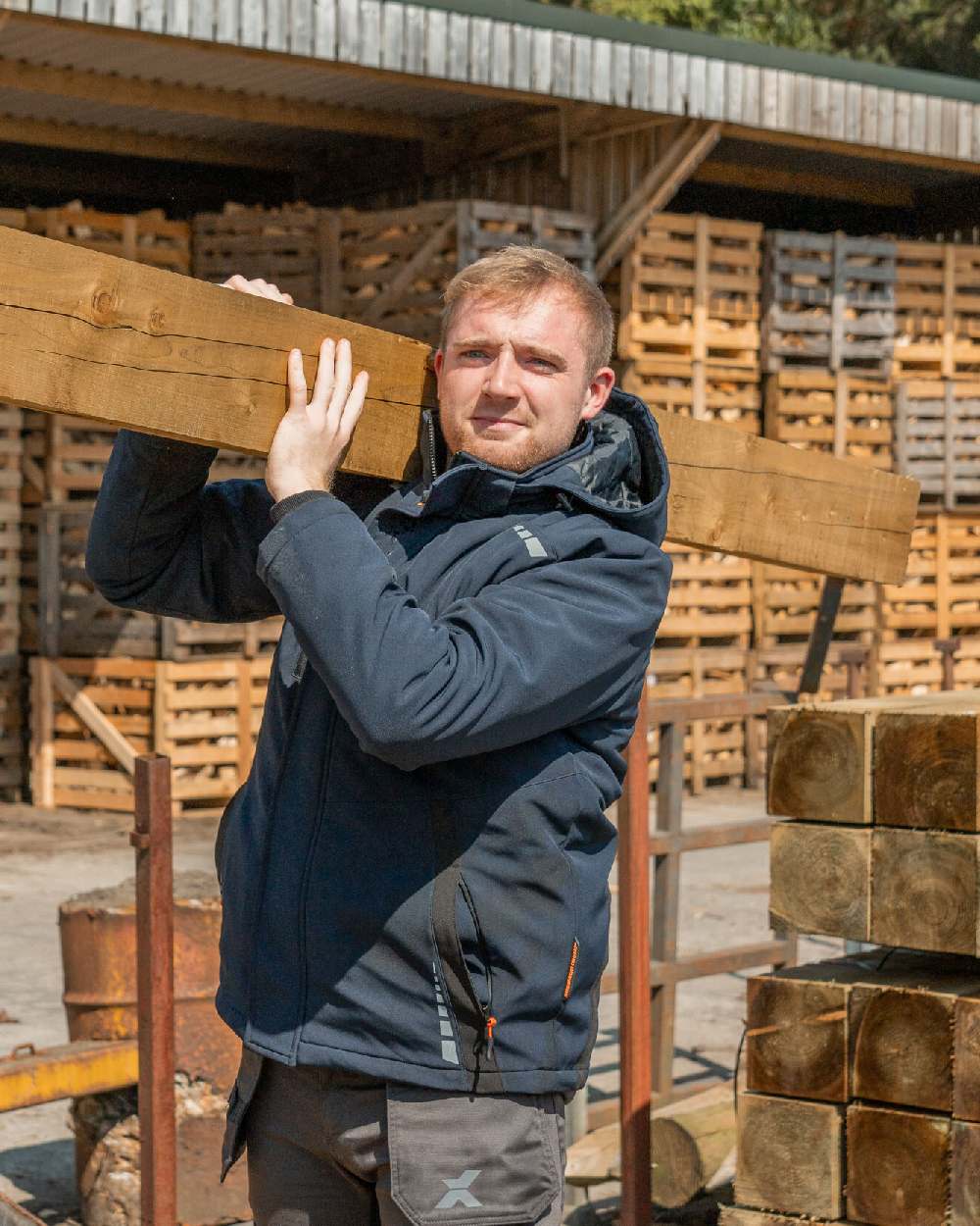 Navy Coloured Xpert Mens Pro 3 Layer TPU Tactical Shell Jacket on Outdoor Background
