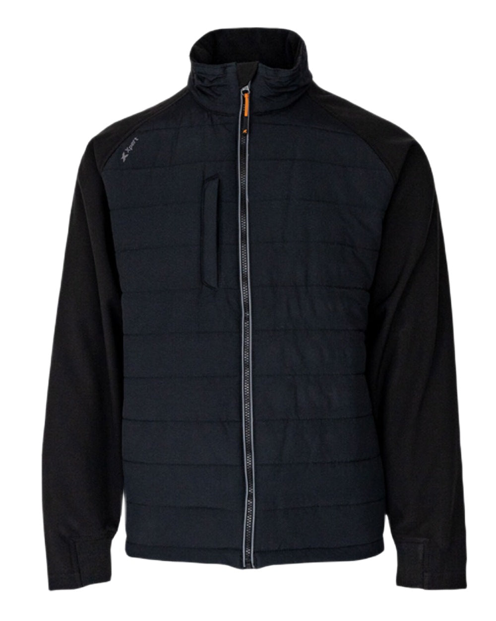 Black Coloured Xpert Mens Pro Rip-Stop Insulated Hybrid Jacket on White Background
