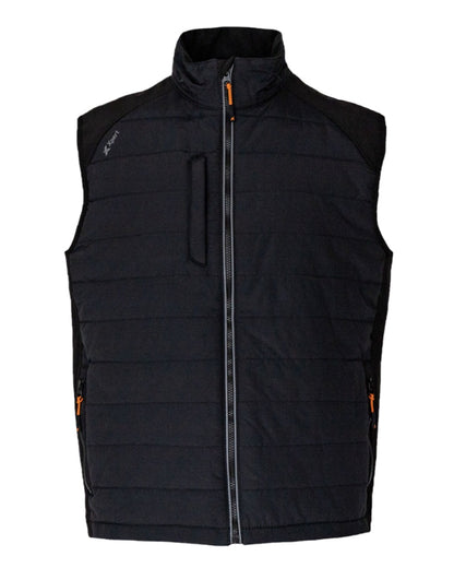 Black Coloured Xpert Mens Pro Rip-Stop Panelled Bodywarmer on White Background
