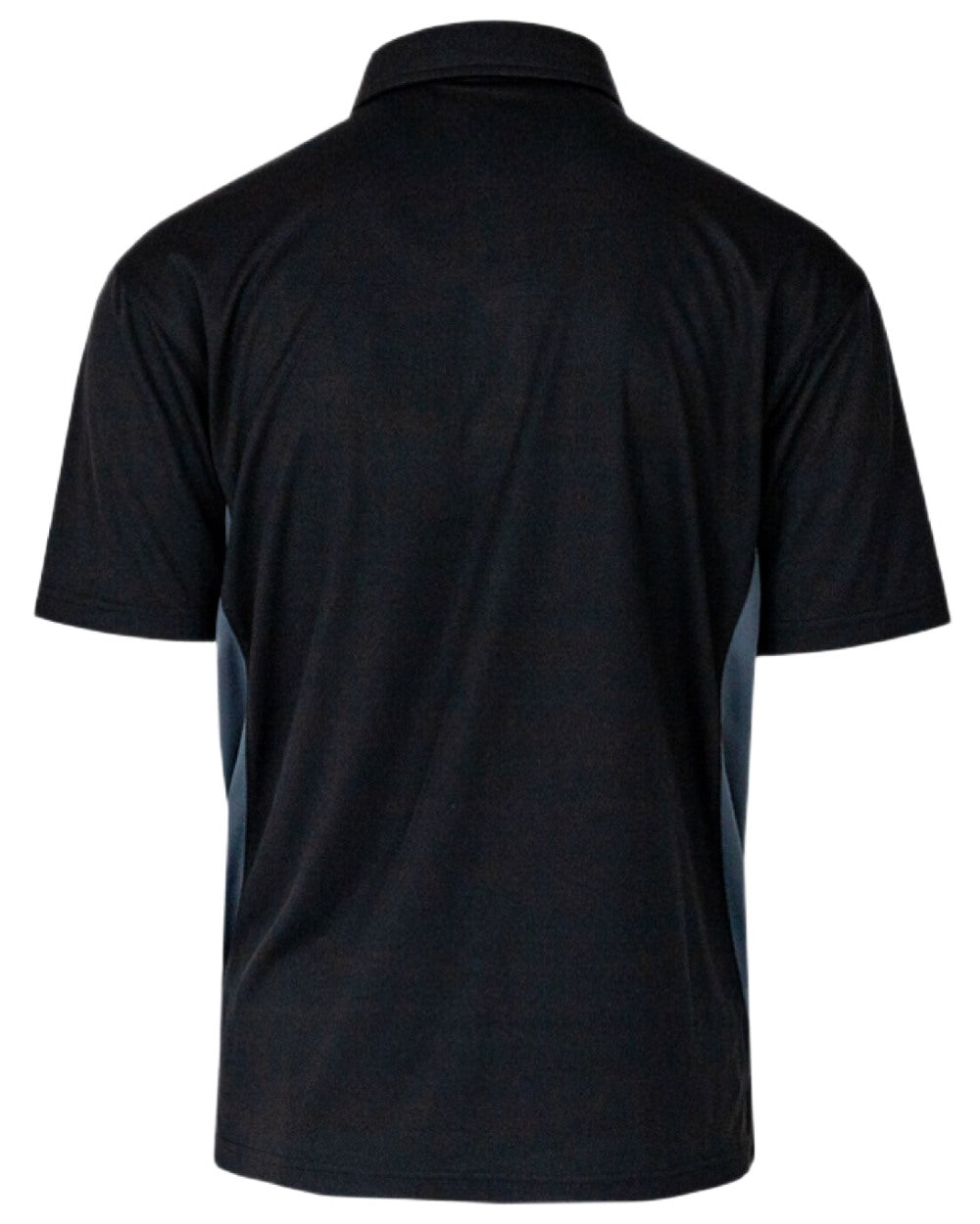 Black Grey Coloured Xpert Mens Pro Stretch Polo Shirt on White Background
