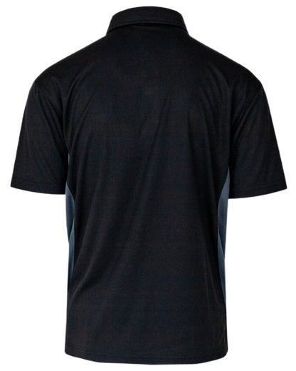Black Grey Coloured Xpert Mens Pro Stretch Polo Shirt on White Background
