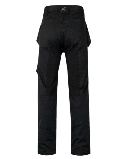 Black Coloured Xpert Mens Pro Stretch Work Trousers on White Background
