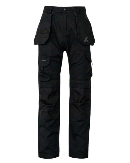 Black Coloured Xpert Mens Pro Stretch Work Trousers on White Background

