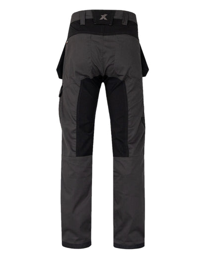 Grey Black Coloured Xpert Mens Pro Stretch Work Trousers on White Background
