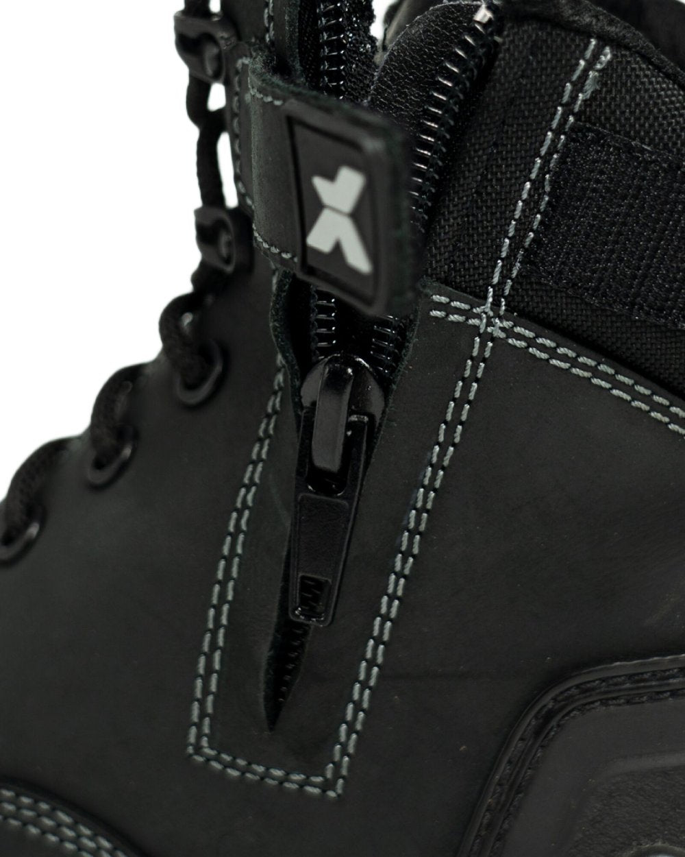 Black Coloured Xpert Mens Pro Zipster Safety Zip-Side Boots on White Background
