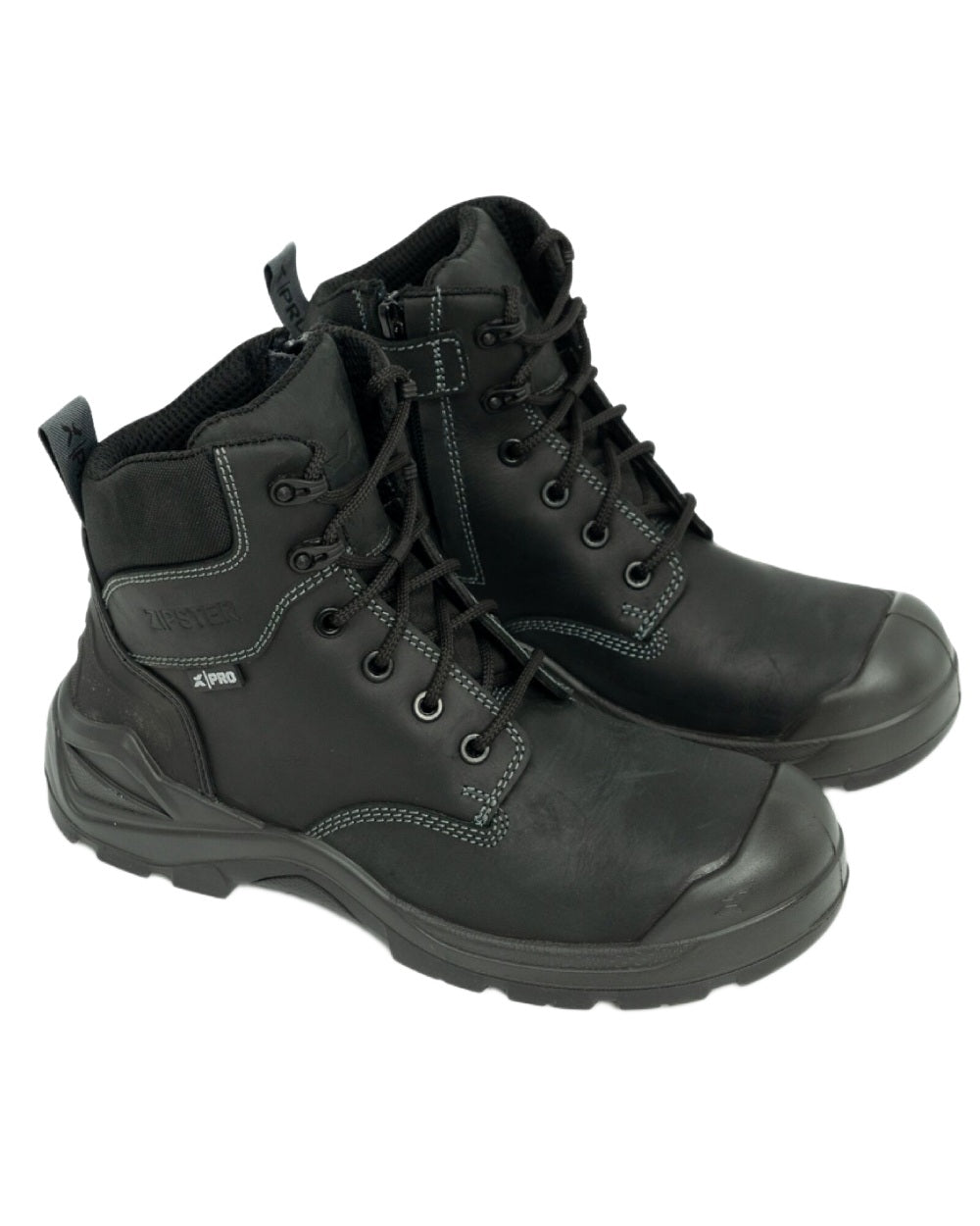 Black Coloured Xpert Mens Pro Zipster Safety Zip-Side Boots on White Background
