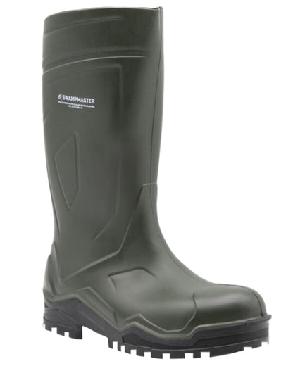 Green Coloured Xpert Mens Swampmaster Pro Defender+ S5 Safety Wellingtons on White Background
