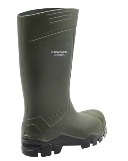 Green Coloured Xpert Mens Swampmaster Pro Thermo S5 Safety Wellingtons on White Background
