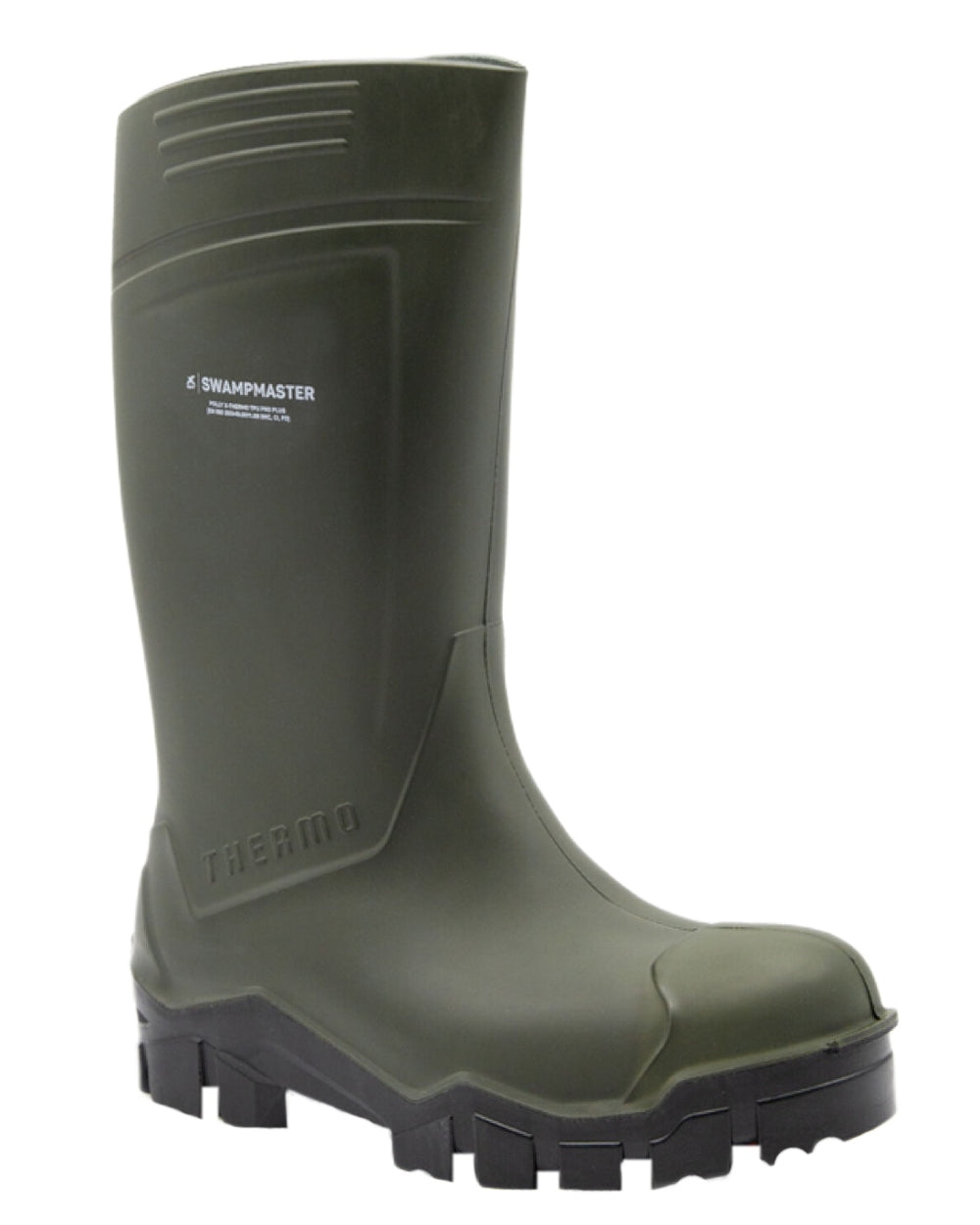 Green Coloured Xpert Mens Swampmaster Pro Thermo S5 Safety Wellingtons on White Background
