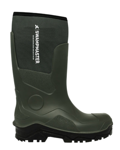 Green Coloured Xpert Mens Swampmaster Pro Trapper Wellingtons on White Background
