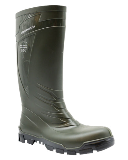 Green Coloured Xpert Mens Swampmaster Vortex Non-Safety PVC Wellingtons on White Background
