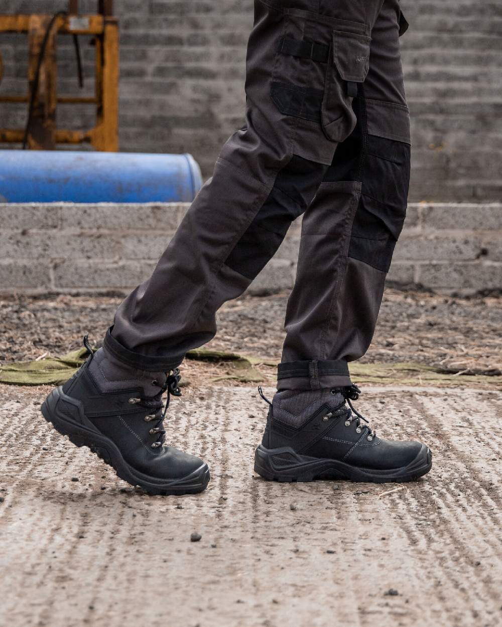 Black Coloured Xpert Mens Warrior Safety Laced Boots on Outdoor Background
