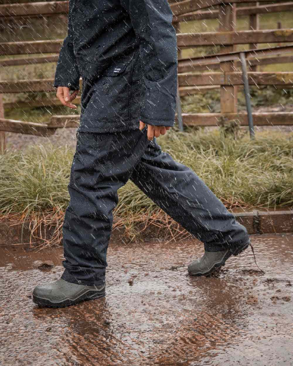 Navy Coloured Xpert Swampmaster No-Sweat Xtremegear Waterproof Trousers on Outdoor Background
