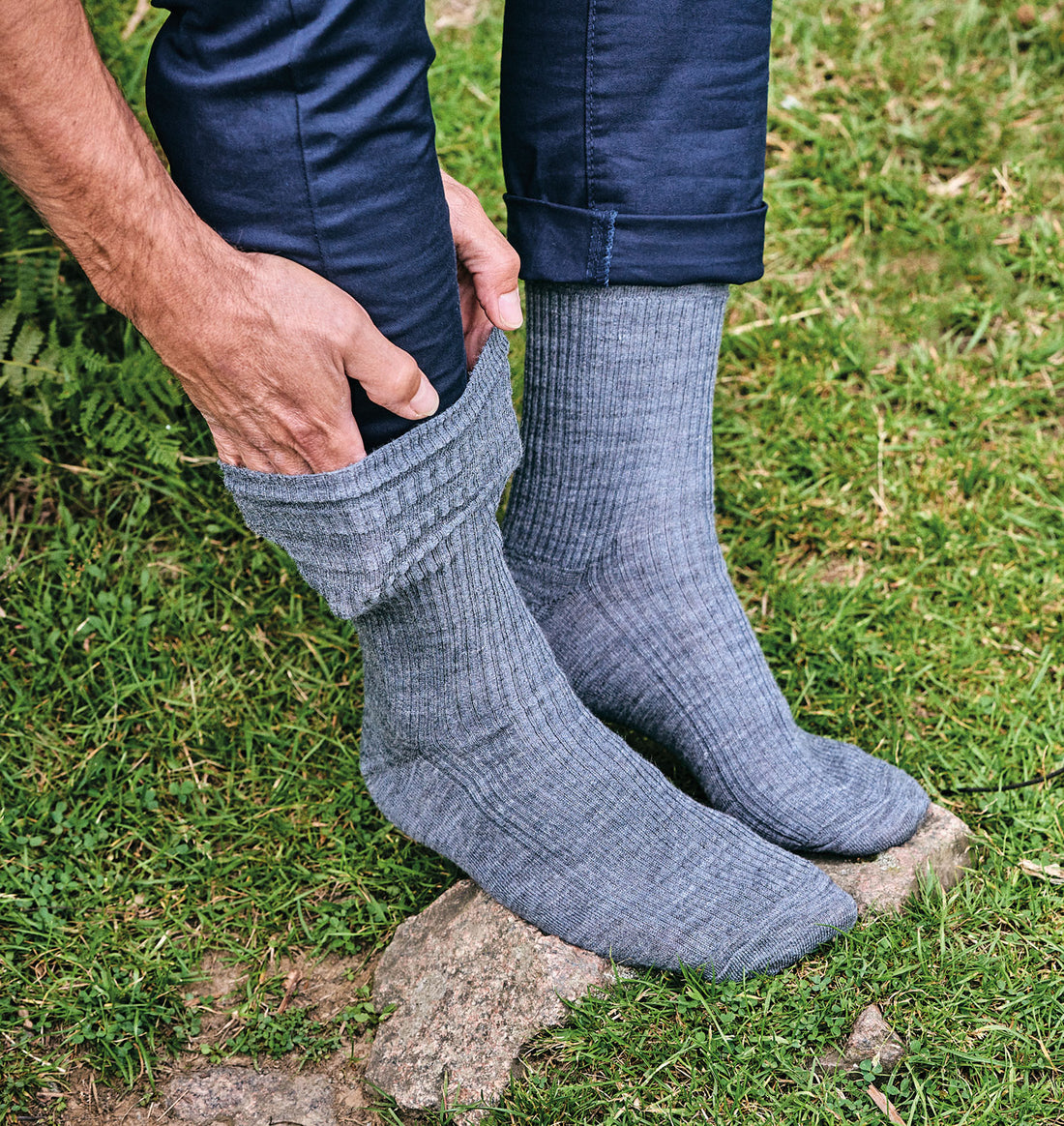 Grey HJ Hall Extra Wide Soft Top Sock | Sanitised Wool 