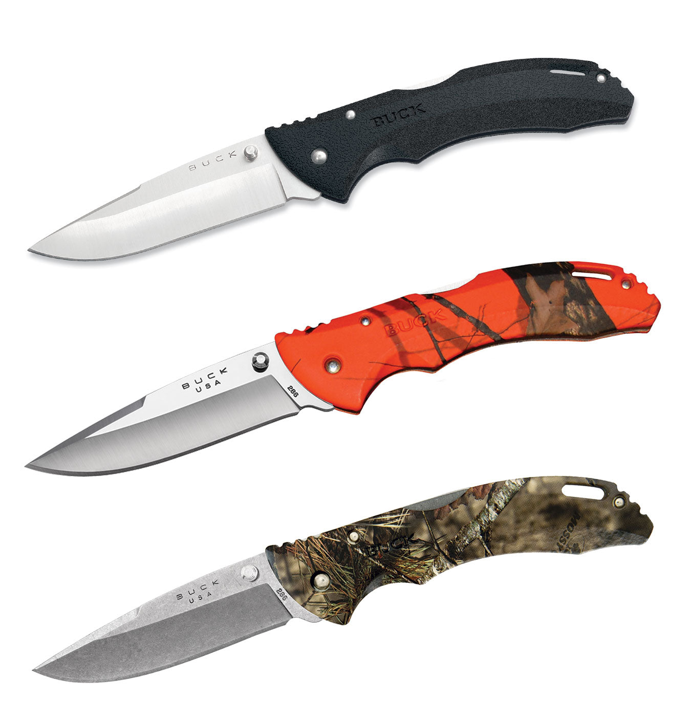286 Bantam Heavyweight Knife by Buck Knives | Black, Green Moss Camouflage, Orange Blaze Camouflage