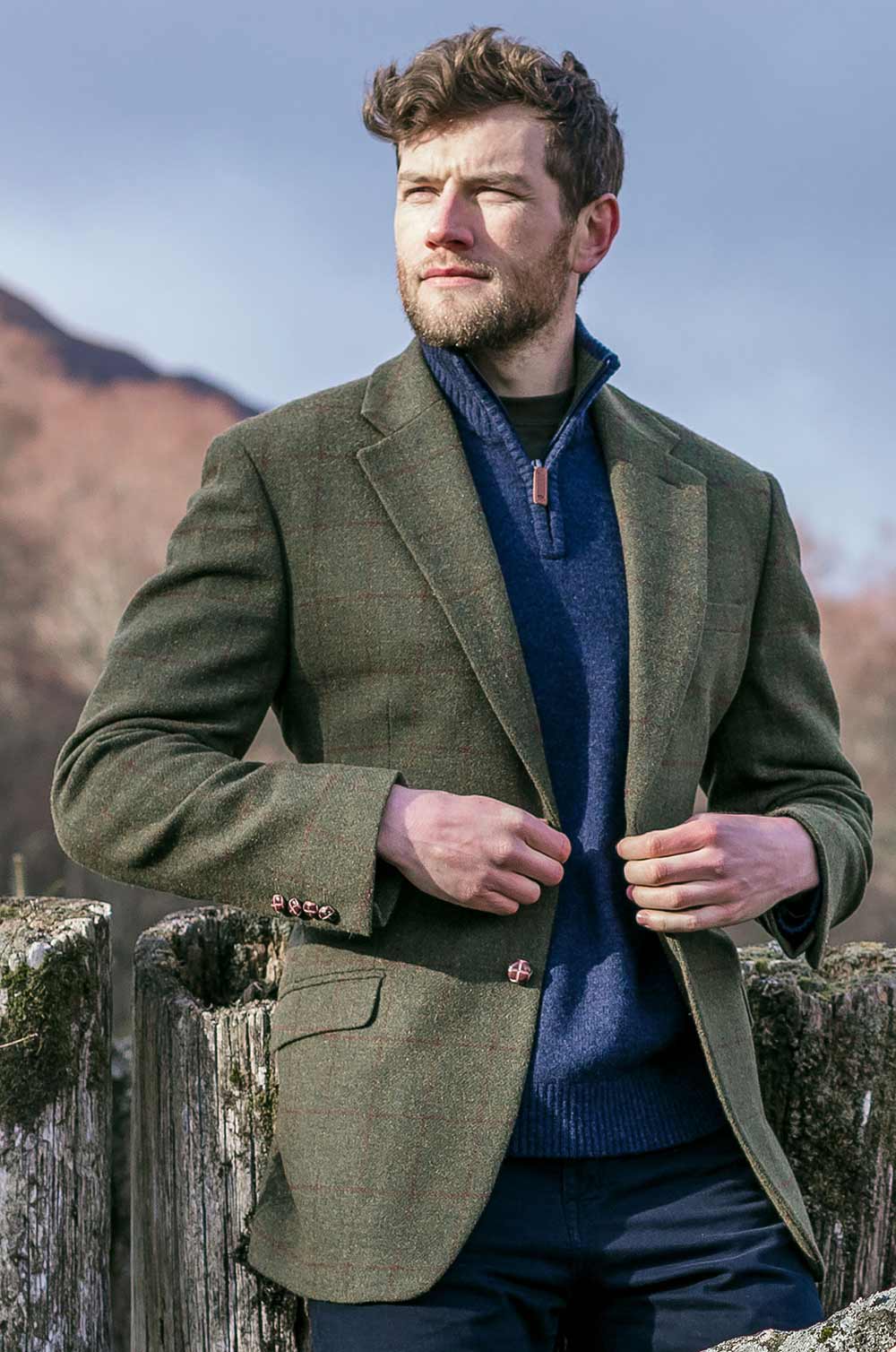 Men's Lichen Green Harris Tweed Chore Jacket