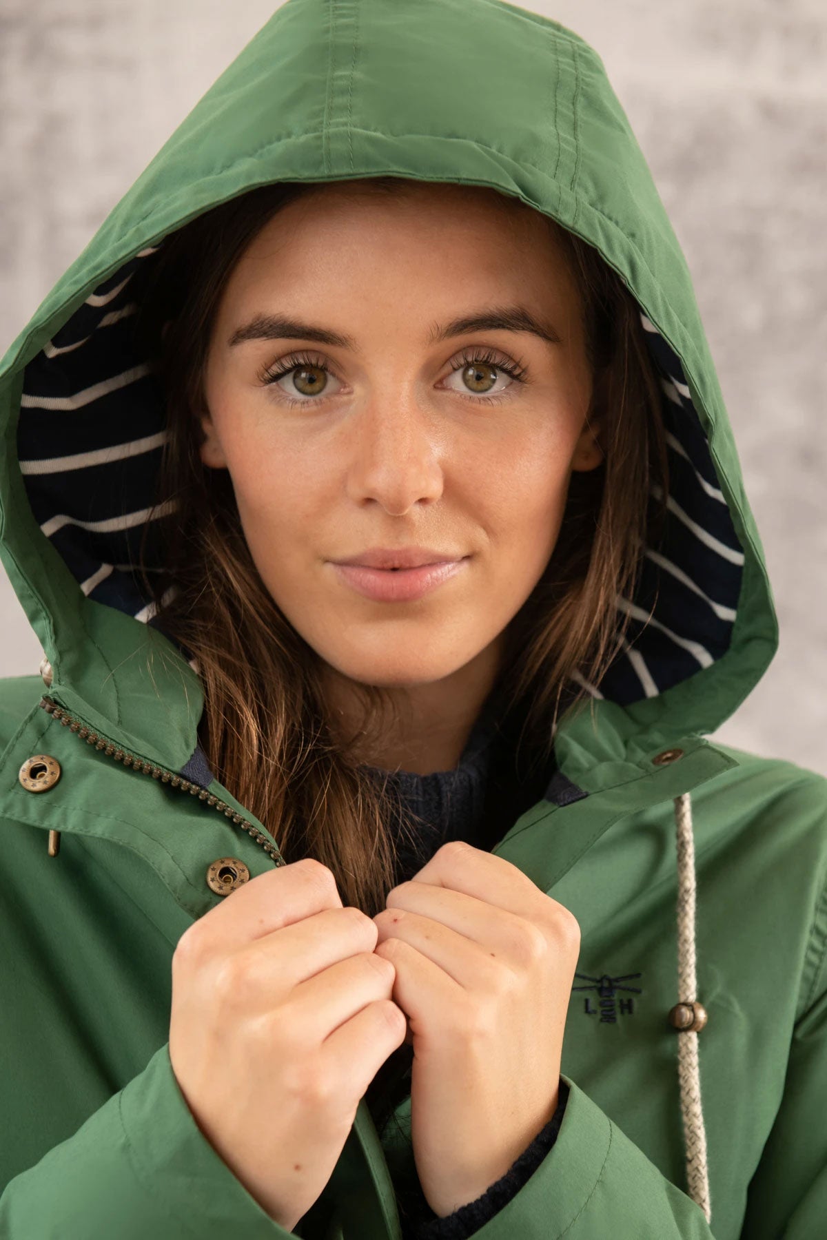 Hood with striped lining Lighthouse Iona Ladies Long Waterproof Coat