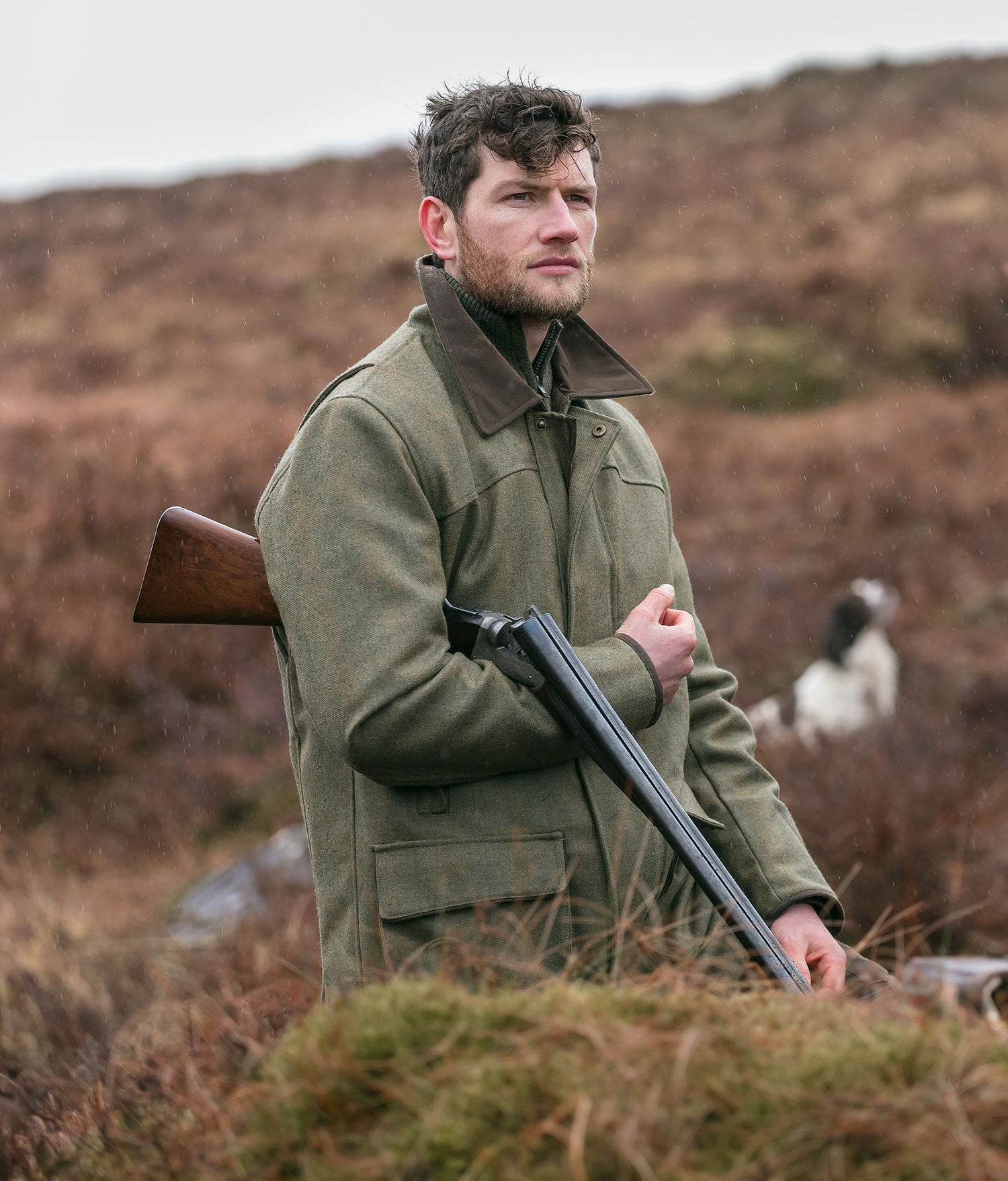 Shooting on the moor Kinloch Waterproof Tweed Shooting Jacket