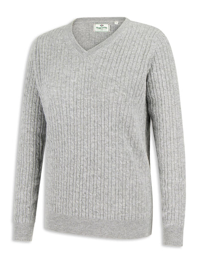 Grey Hoggs of Fife Ladies Cable V-Neck Sweater 