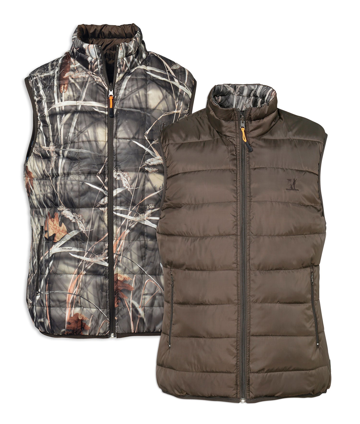 Percussion Reversible Quilted Hunting Gilet | Brown / Ghost Wet Camouflage