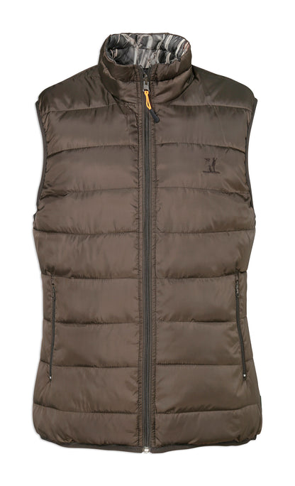Brown Percussion Reversible Quilted Hunting Gilet | Brown / Ghost Wet Camouflage
