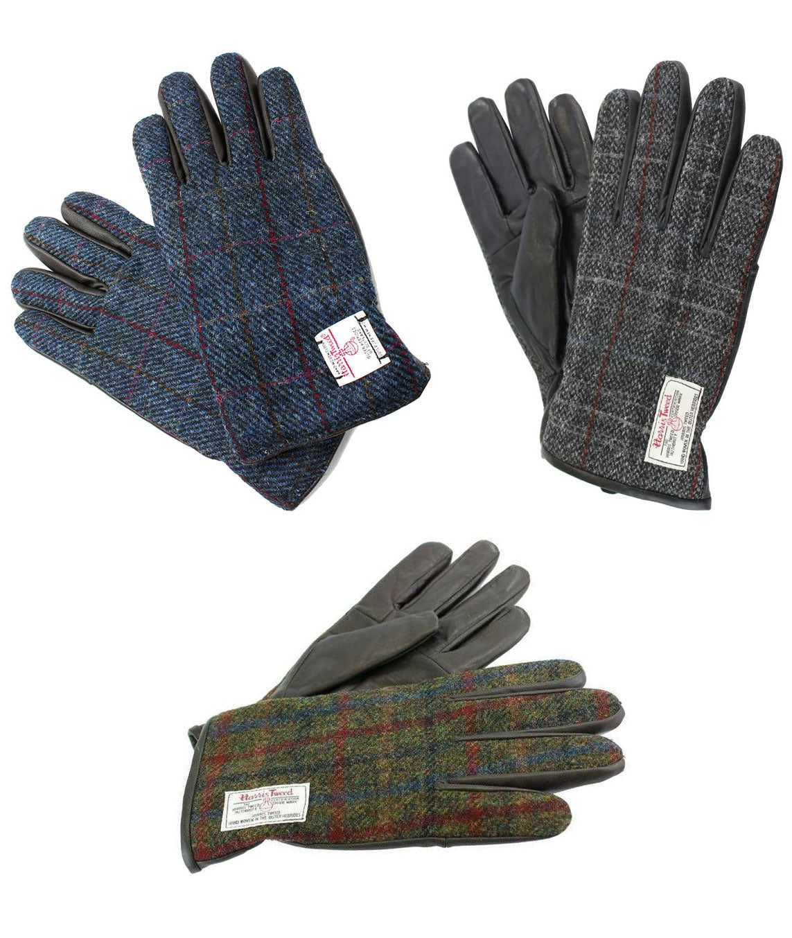 British Bag Company Harris Tweed Gloves | Grey, Blue, Green 