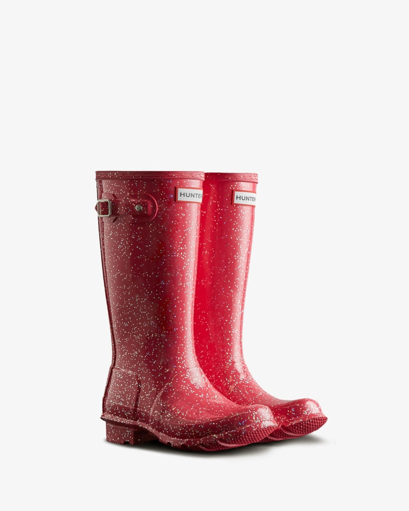 Hunter Big Kids Giant Glitter Wellington Boots in Thrift Pink