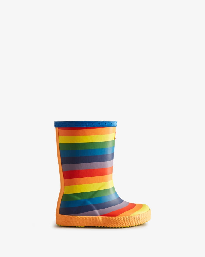 Hunter Kids First Classic Rainbow Print Wellington Boots side