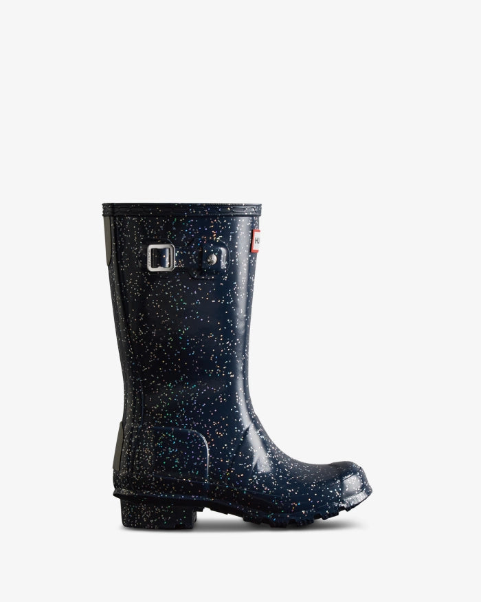 Hunter Big Kids Giant Glitter Wellington Boots in Valtameri Blue