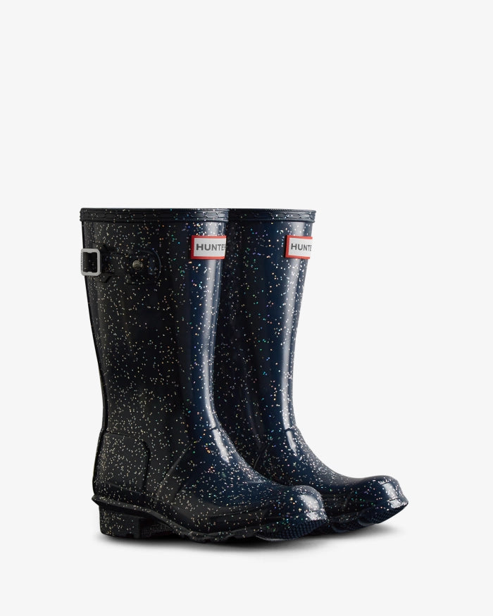 Hunter Big Kids Giant Glitter Wellington Boots in Valtameri Blue