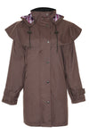 front view brown Ladies' Three-Quarter Length Waterproof Coat Windsor #colour_brown