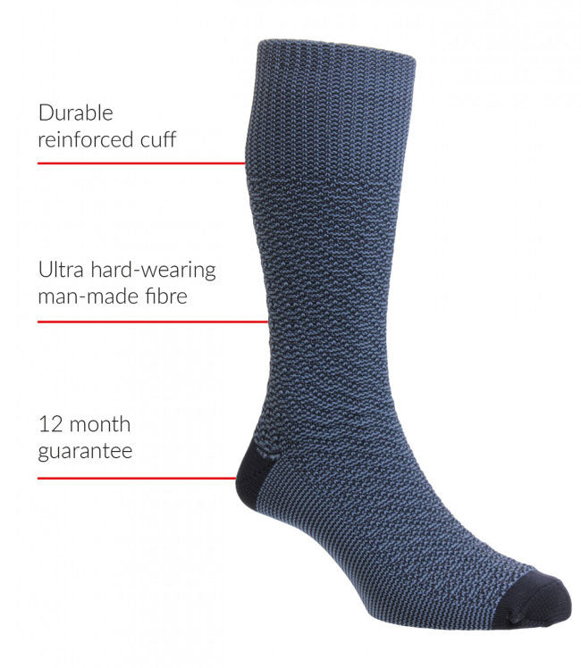 HJ Indestructible Textured Marl Half Hose Socks - Hollands Country Clothing 