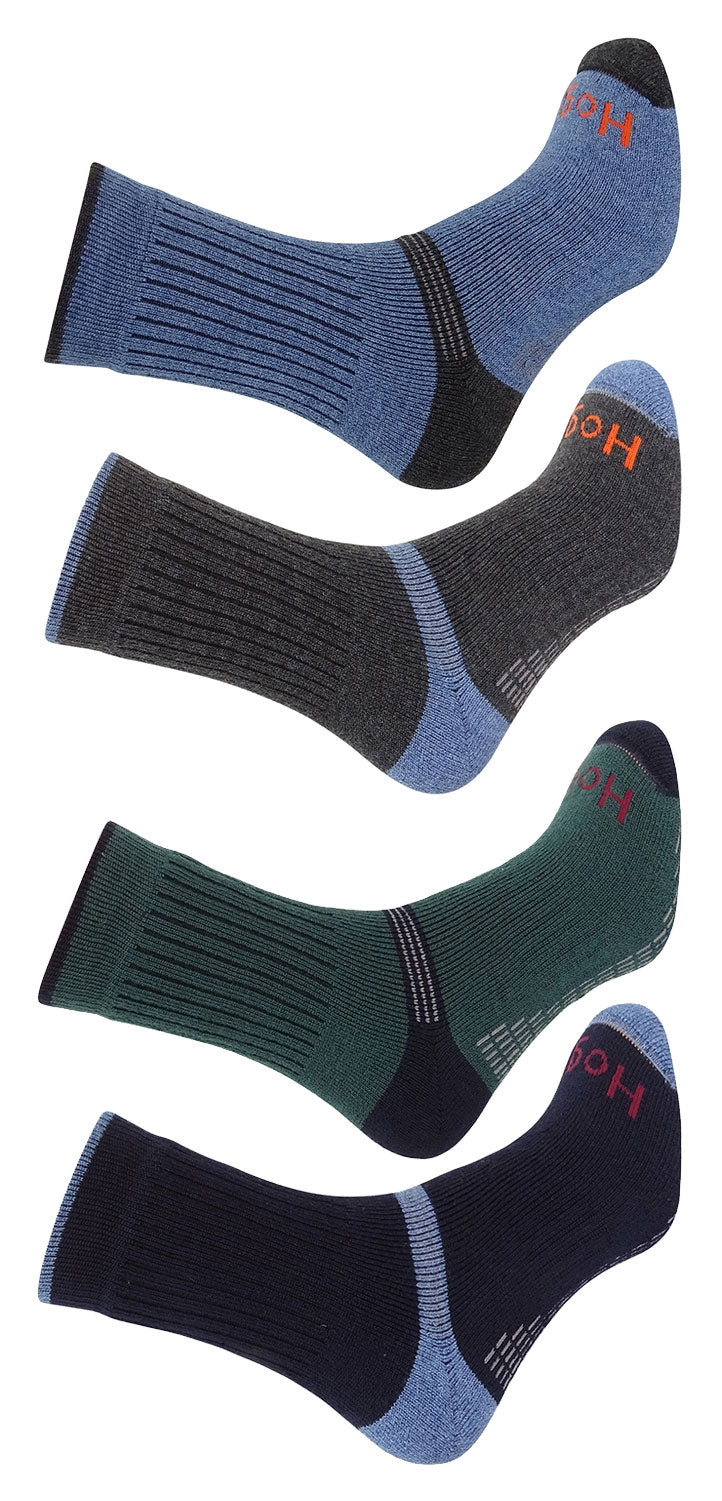 Hoggs of Fife Tech Active Socks | Charcoal/Denim, Green Navy