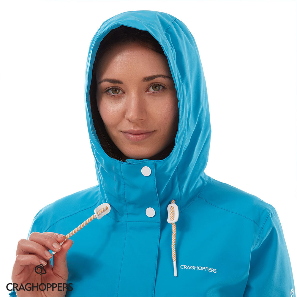 Hood Mediterranean Blue Craghoppers Salia Mid Length Waterproof Jacket