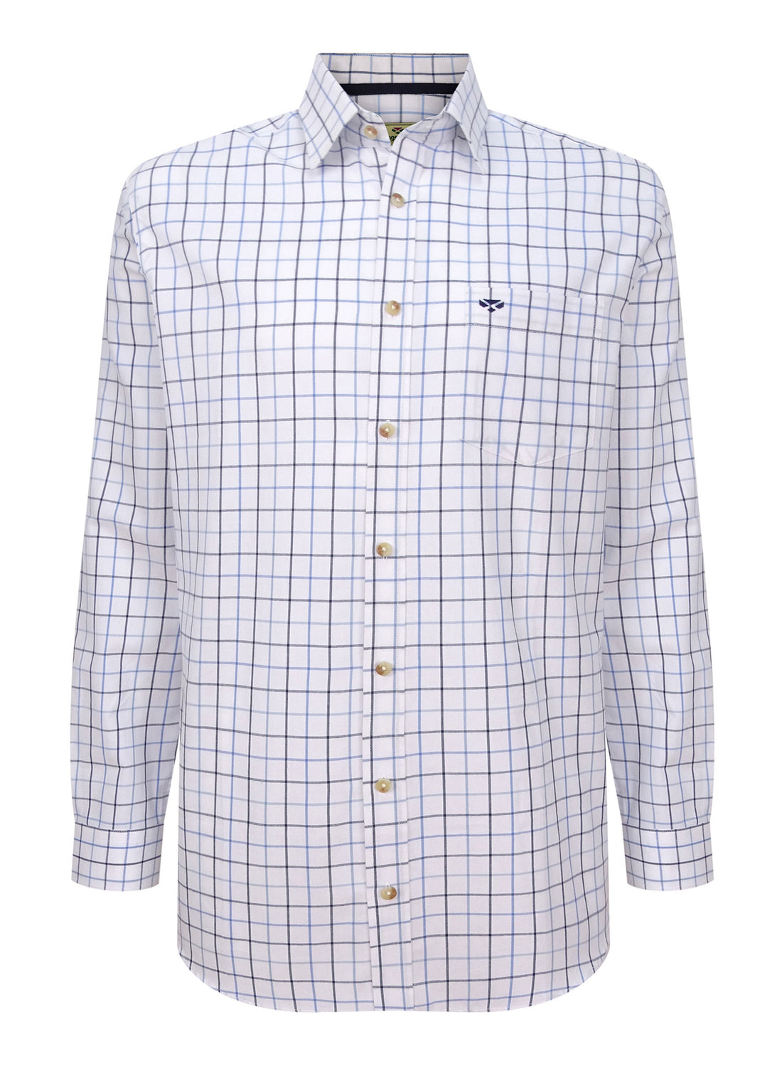 Hoggs of Fife Viscount Premier Tattersall Shirt | Blue White Tattersall