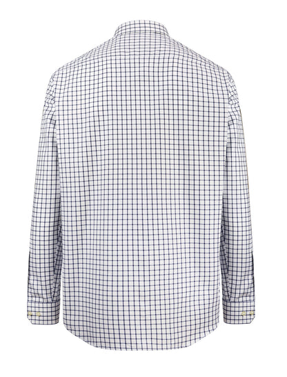 Tattersall check navy blue and white Hoggs of Fife Turnberry Cotton Twill Shirt