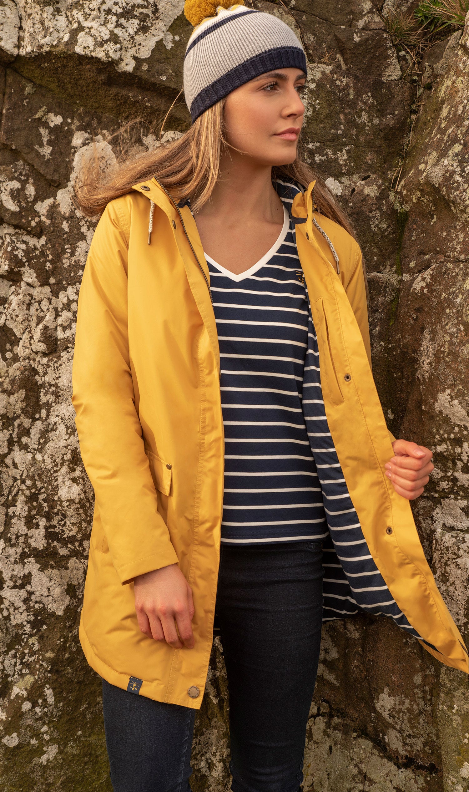Striped lining Iona Padded Waterproof Coat by Lighthouse