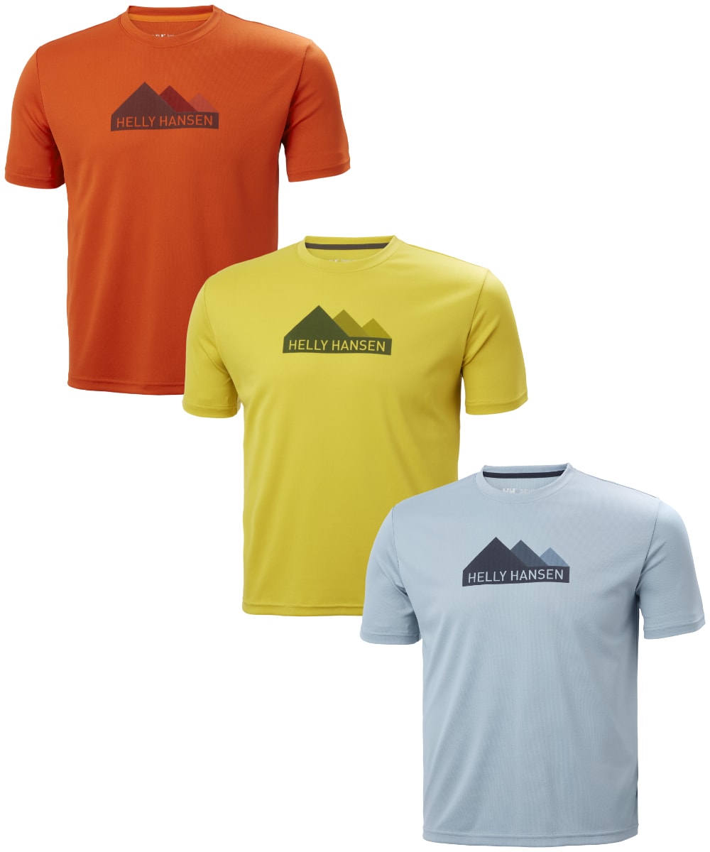 Helly Hansen Tech Graphic T-Shirt, Patrol Orange, Warm Olive and Dusty Blue