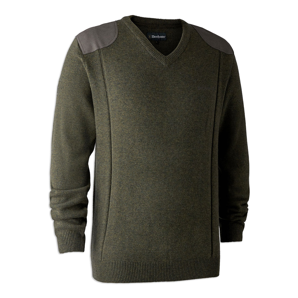 Green Melange Deerhunter Sheffield V-Neck Sweater 